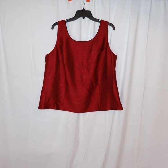 Kaspar Women 16 W Sleeveless Dress top, Red with sequin trim. - Picture 1 of 10